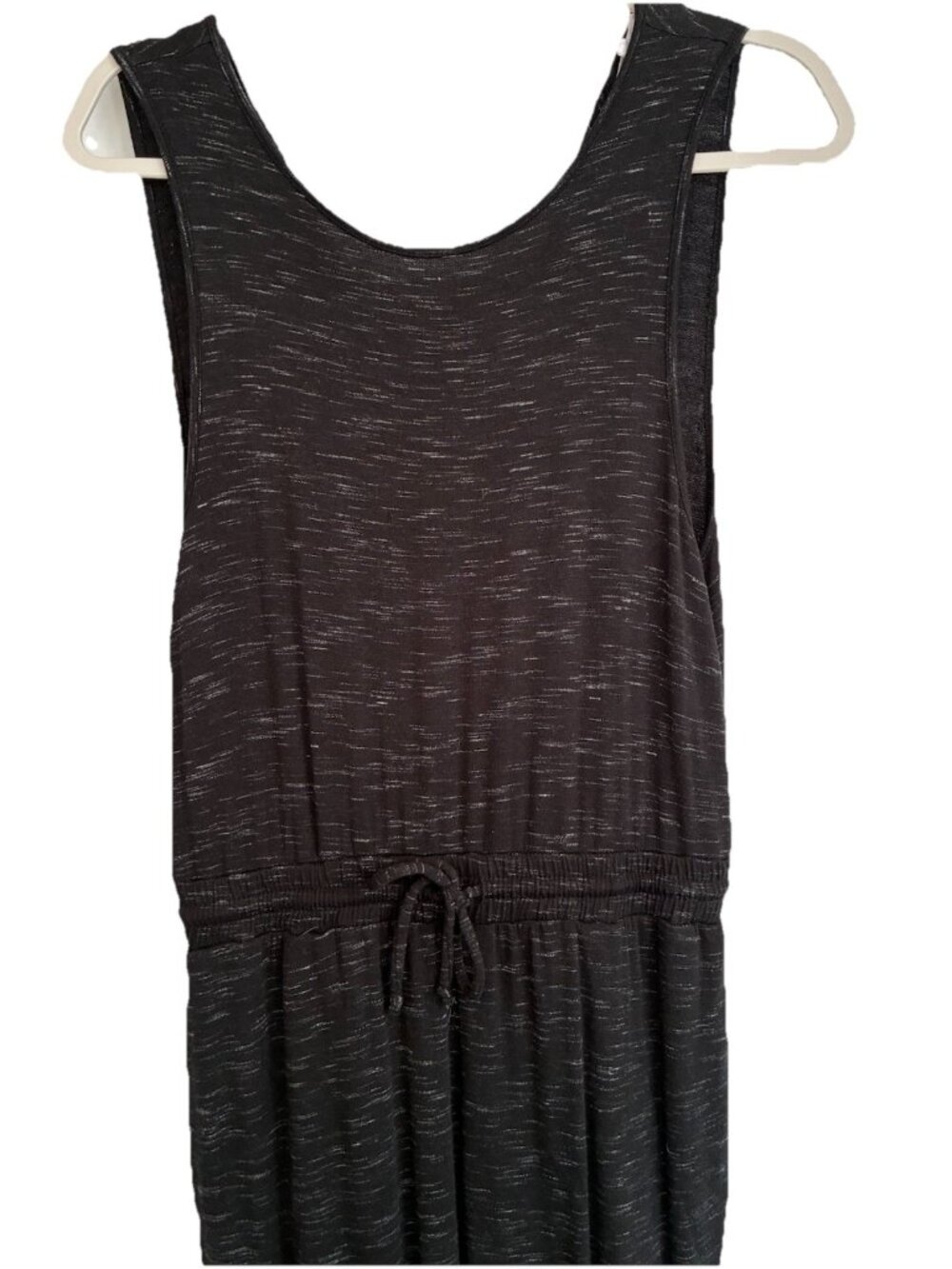 Antistar Women M Space Dye Knit Sleeveless Jumpsuit V-Neck Gray Drawstring Pants